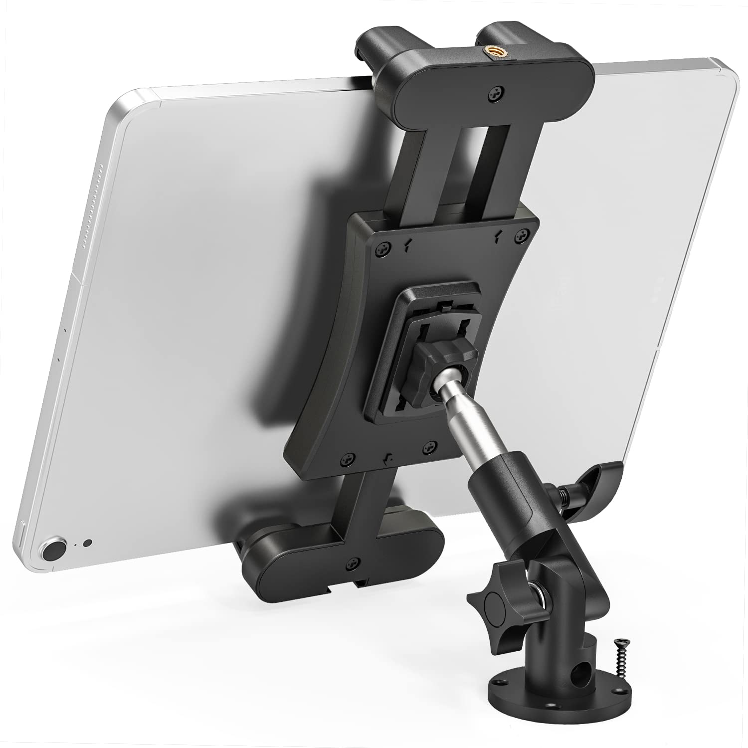 Karoten Heavy Duty Perforated Base Tablet Mount, 360° Adjustable Universal Holder for 4.7-13.5 Inch Devices – Desk/Truck/RV/Wall Mount Stand
