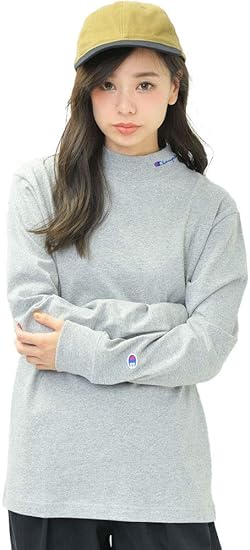 Amazon グレー M D Loop ディーループ チャンピオン Champion ロゴ ブランド Tシャツ レディース 大きいサイズ モック ハイネック 長袖 厚手 1250 005 101 Tシャツ カットソー 通販