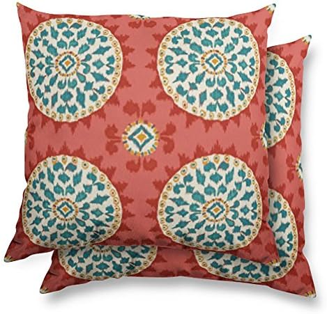 Stratford Home Eco Friendly Outdoor Decorative 17"x17" Throw Pillow, Set of 2 (Johara Watermelon) Made in America