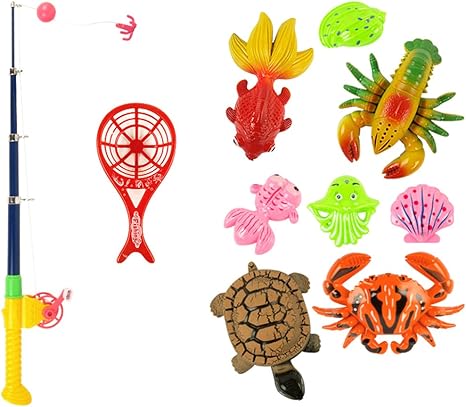 Amazon 全4サイズ選択 赤ちゃん 磁気釣りおもちゃ プレイセット 魚動物モデル 釣竿 ふり遊びおもちゃ 10個 マルチゲームセット おもちゃ