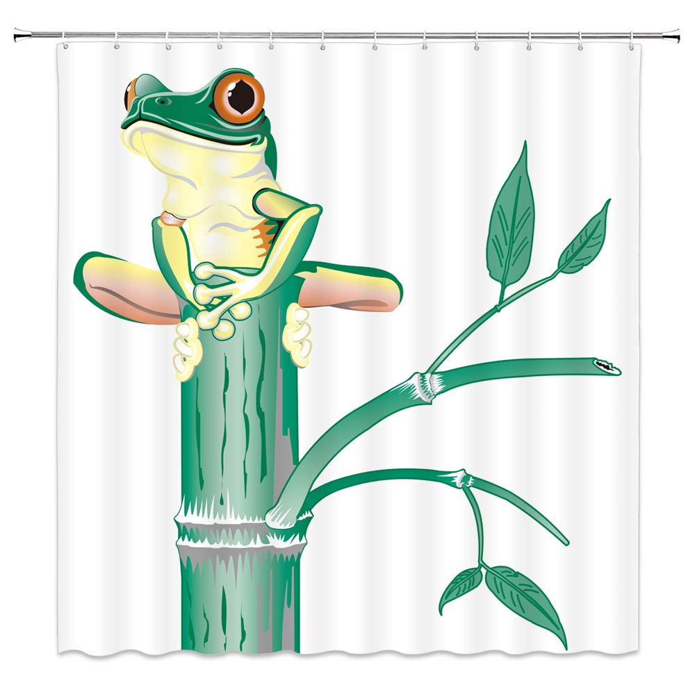 Amazon Com Feierman Frog Shower Curtain Green Decor Bamboo