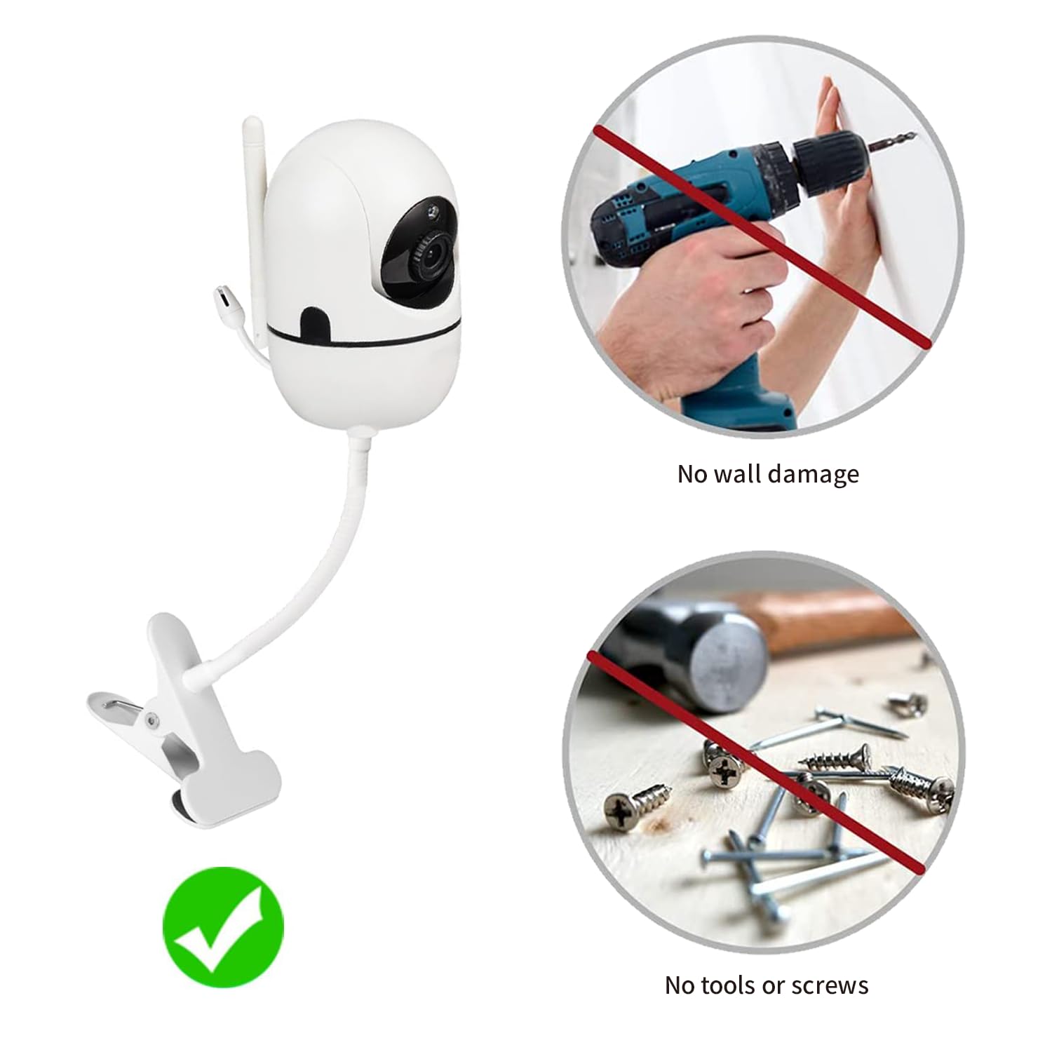 Babyphone Halterung für HelloBaby HB65/HB6339/HB66/HB6550/HB248/HB6558/HB40, Flexible Baby Kamera Holder für VTimes VT302, 360° Babyfone Baby Monitor Mount, Kompatible mit HelloBaby Babyphone 5