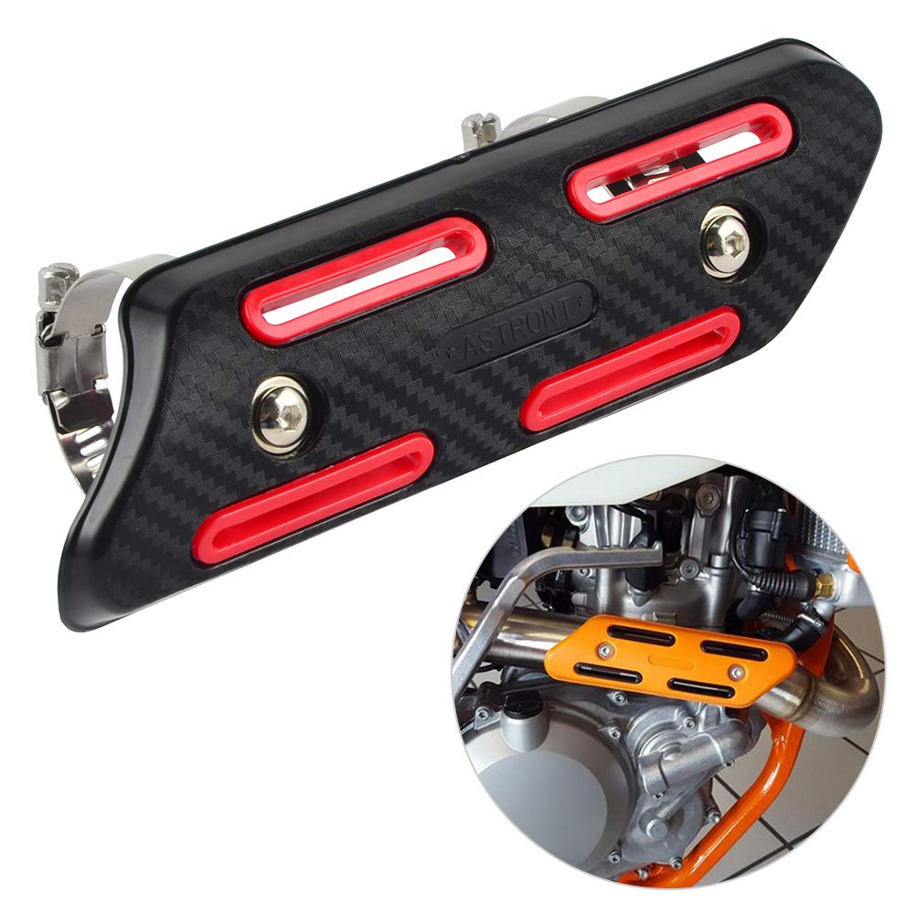 Photo 1 of NICECNC Universal Red 4 Stroke Exhaust Heat Protector Shield Compatible with Honda CRF250 CRF450 CRFX250 CRFX450,Compatible Suzuki RMZ250 RMZ400 RMZ450 RMX250 RMX400 RMX450 DRZ250 DRZ400 See Fitment