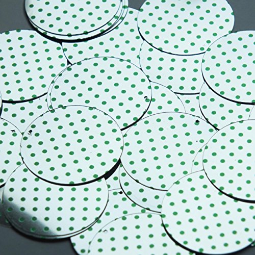 Sequin Green Polka Dot on Silver Round 1.5 inches Couture Loose Paillette Sequins