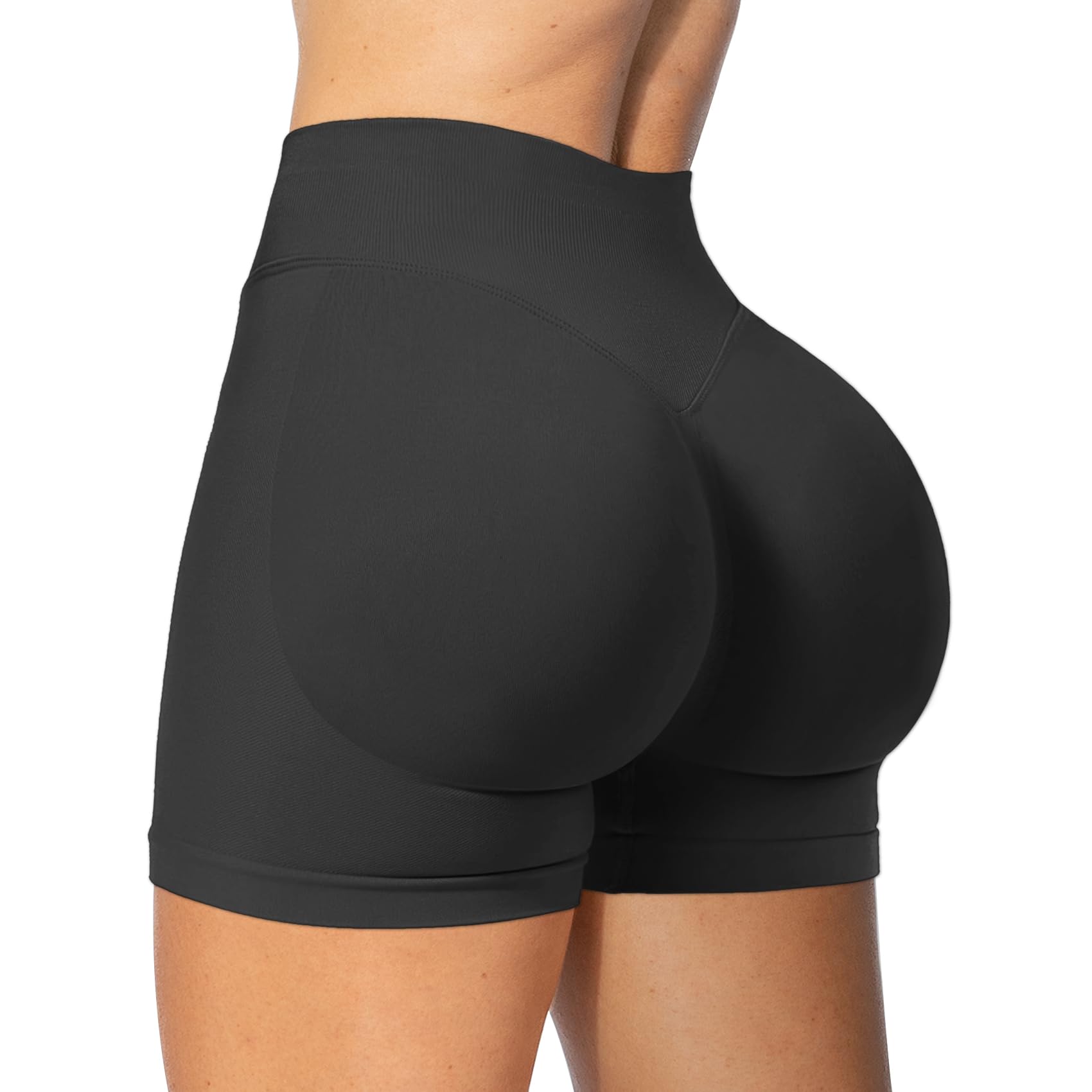 Photo 1 of ** UNKNOWN SIZE***POWERASIA Workout Impact Shorts Hidden Scrunch Butt Lifting Gym Booty Biker Shorts for Women Tummy Control Black