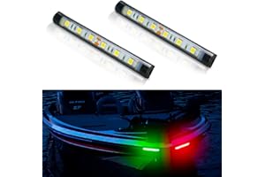 Boaton Boat Navigation Lights, Super Bright Bow Lights For Night Fishing, No Drilling Adhesive Install For Pontoon Kayak Canoe Bass Jon Jetski