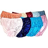 poppip 6 pcs of Size 3L Hip 48-52 inches Thai Vintage Solid Shining Sheer Nylon Panties Brief Underwear Adult man woman Comfort Loose Soft random color