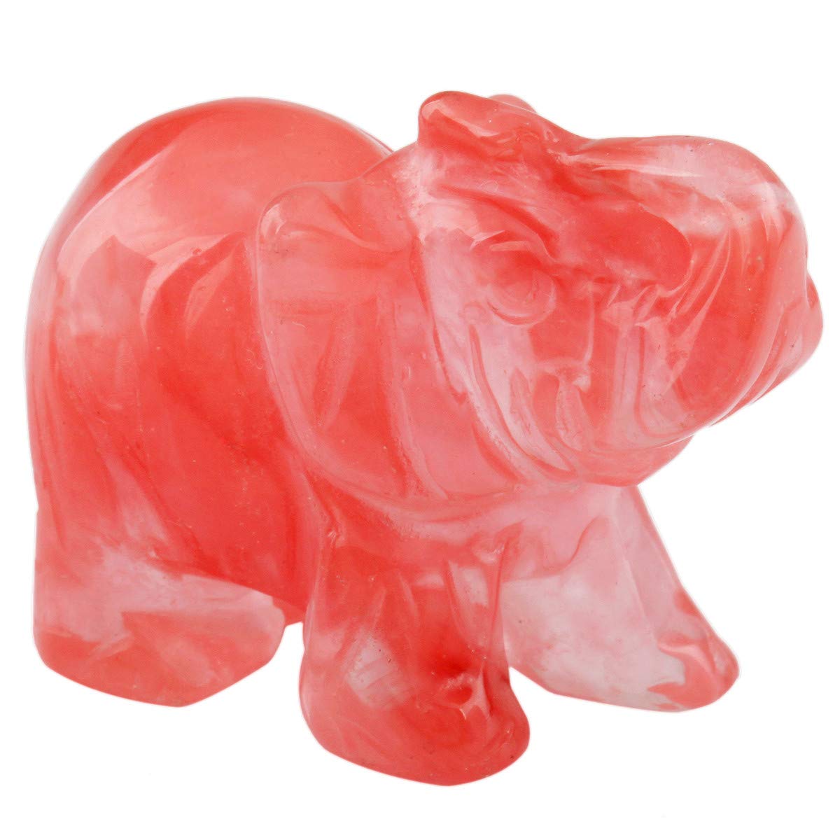 Nupuyai Cherry Quartz Carved Crystal Animal Elephant Statue Figurine, Good Luck Gift Energy Healing Mini Crystal Ornament for Home Office Decor