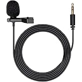 Movo DOM1 3.5mm TRS Lavalier Omnidirectional Condenser Microphone for Camera Microphone Compatible with DSLR Cameras, Recorders and More