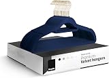 KEPLIN Velvet Hangers 20 Pack 41.5cm Non-Slip Navy Blue with Tie Bar 360° Hook