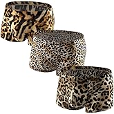 NVIFJIKI 3 Pack Men Leopard Print Boxer Briefs Low Rise Stretch Breathable Trunks Underwear