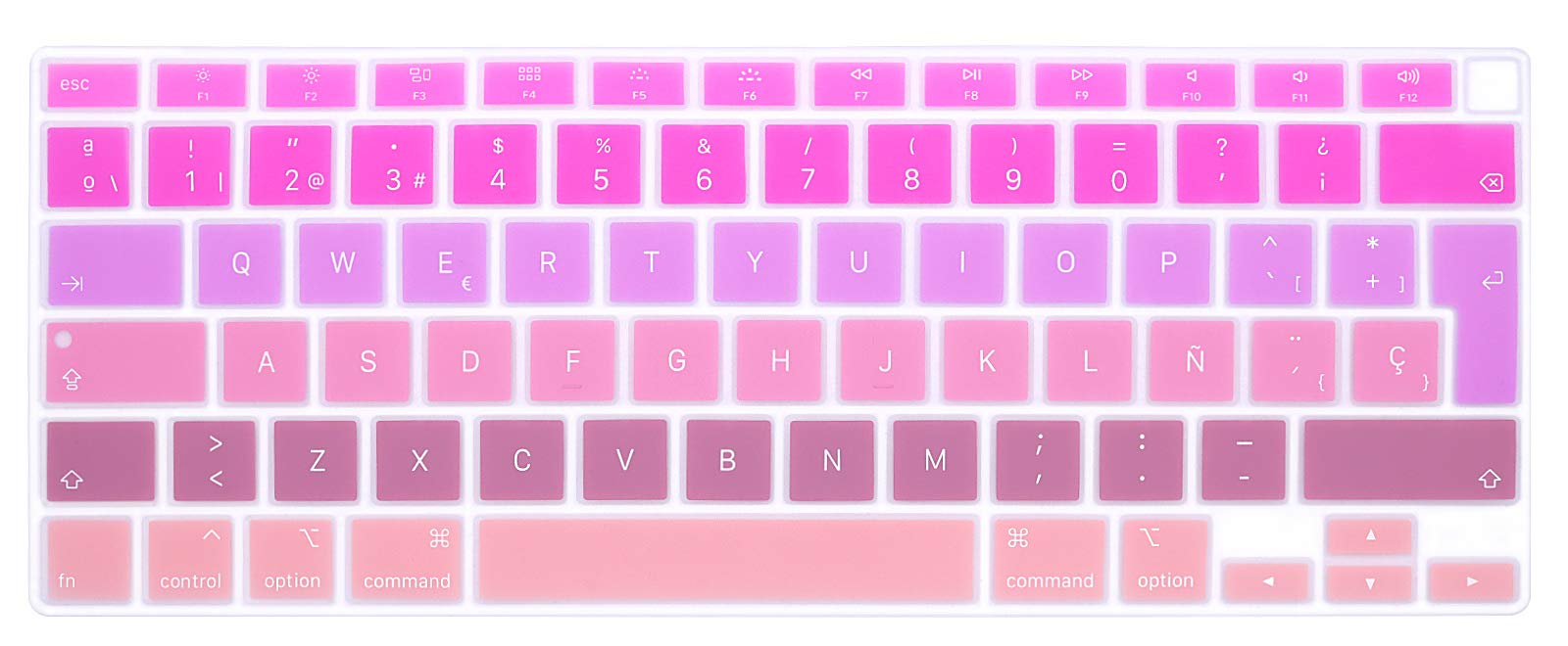 MMDW Spanish Language ESP Keyboard Cover A2179 Silicone Protective Skin Keyboard Protector for MacBook Air 13 inch with Touch ID A2337 M1 Chip European Layout(2020 Release),Ombre Rose