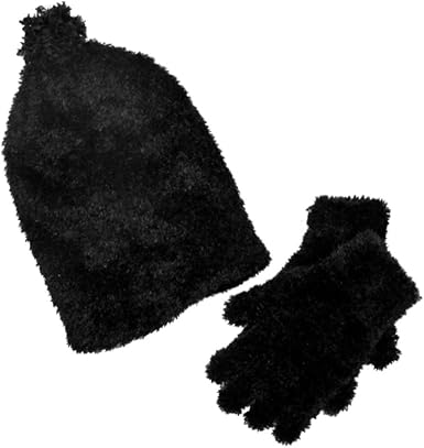 girls black hat and gloves