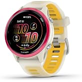 Garmin Forerunner&reg; 570, 42mm, Aluminum, Bone/Mango | Smaller-Sized Advanced GPS Running &amp; Triathlon Smartwatch, AMOLED Display, Training &amp; Recovery Features