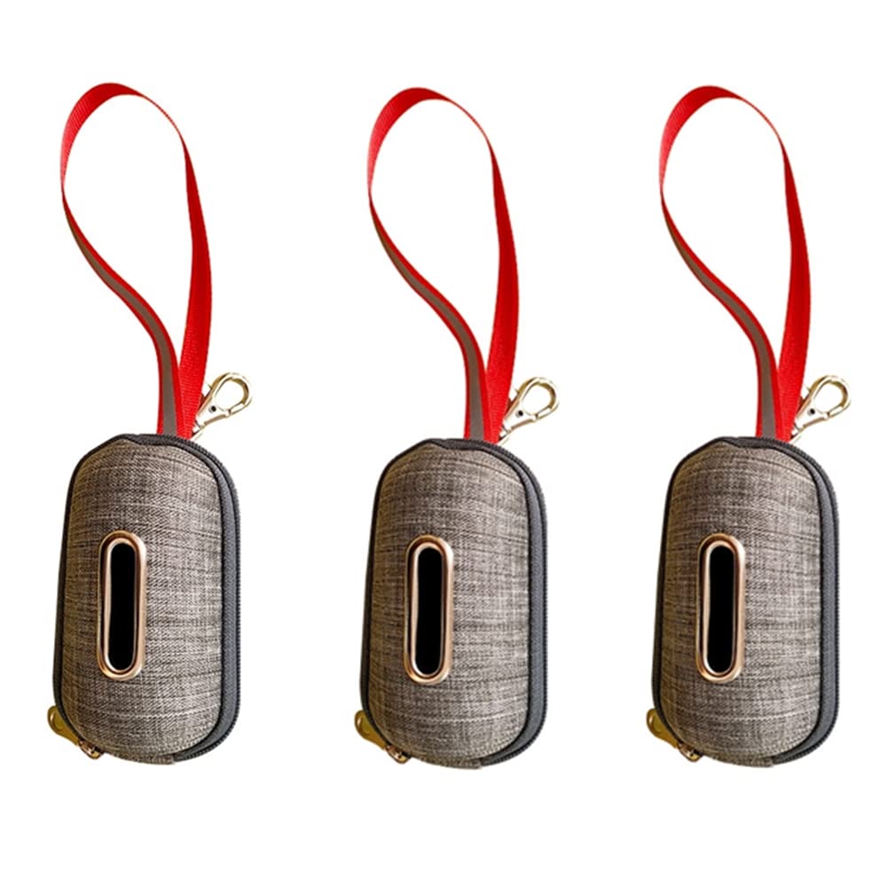 3Pcs Dog Poop Bag Holders Durable Poop Bag Dispensers Portable Dog Waste Bags Dog Feces Bags for Walking Running or Hiking (Grey)