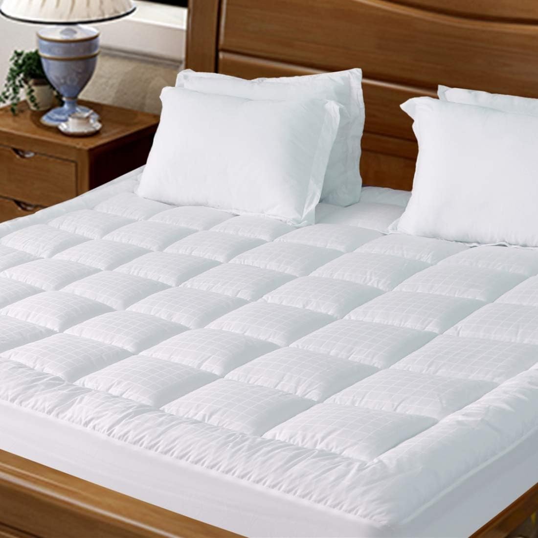 Pillowtop Mattress Pad Cover California King Size - Hypoallergenic - Cotton Down Alternative Filled Mattress Topper