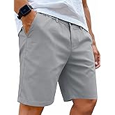 PLEPAN Men's Cotton 5/7 Inseam Shorts Casual Classic Fit Elastic Waistband Summer Twill Chino Golf Dress Short