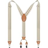 Timiot Men’s Y-Back 4 Metal Clip Elastic Wide Suspenders Perfect For Both Casual&Formal