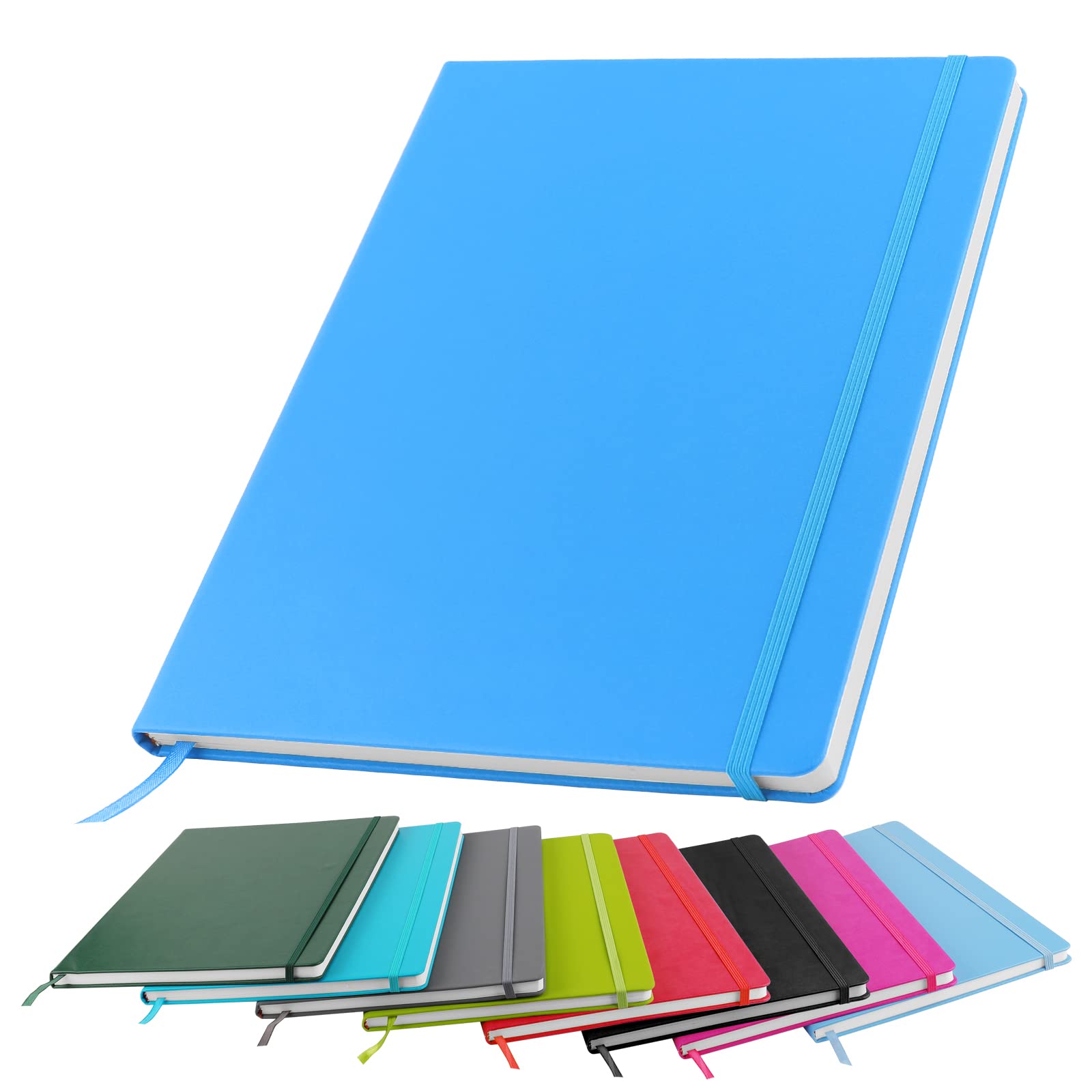 A4 Notebook, Notebook A4 Note Book A4 Notepad The Notebook for School Office Home Business Writing Pads & Diaries Taking 160 Pages (80 Sheets)-Light Blue — image 1