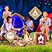 Blulu 9 Pcs Camping Themed Party Decorations, 10-11.8 Inch Laminated Camping Sign Cutouts, Picnic Theme Party Signs, Climbing Fishing Tents Campfire Trash Car Paper Cutouts with 40 Glue Point Dots
