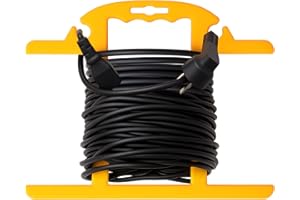 Ripeng 1 Pcs ABS Heavy Duty Extension Cord Storage Reel, Portable Christmas Light Storage Cord Organizer, Portable Hose Organizer Wrap-holds 100 Feet, H-shape Reel (Yellow)