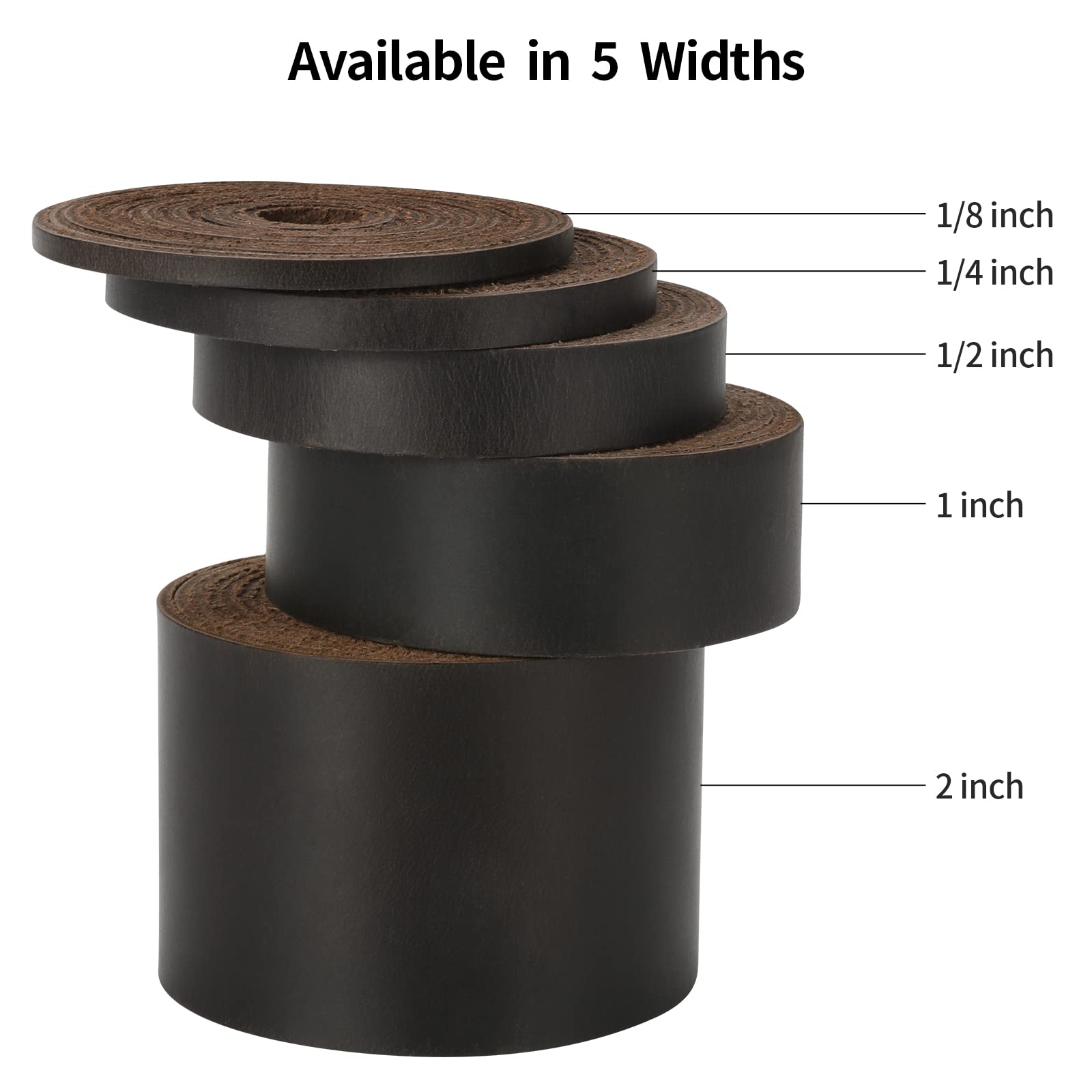 Ringsun 1 Inch Wide Flat Leather Straps for Crafts, Full Grain Leather Strips Cord String for Crafts, Tooling (2mm Thick 72.5 Inches Long Black Coffee)