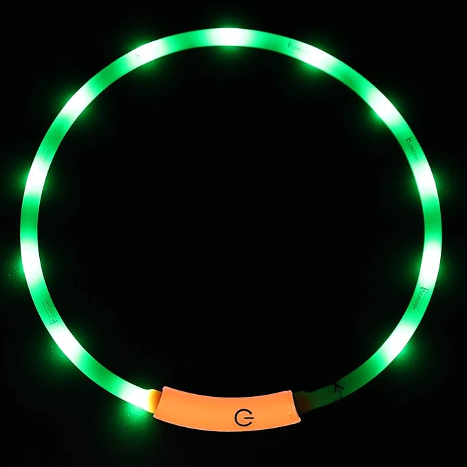 Bzonzoon LED Leuchthalsband Hunde Halsband, Längenverstellbarer Haustier Sicherheit Kragen für Hunde und Katzen. USB wiederau