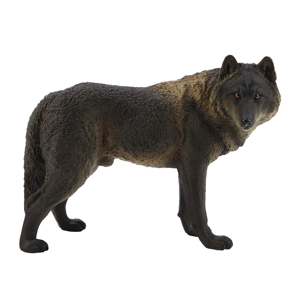 SUNGOOYUE High Simulation Wildlife Animal Model Toy,Wolf Shape Toy Collection Figurine Decor Ornament for Boys Girls Toddler(M-771 big black male wolf)