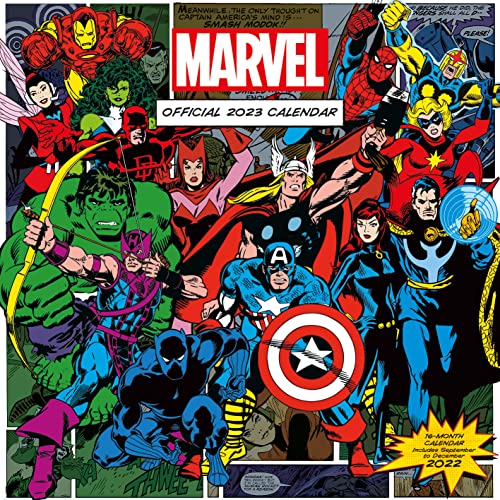 Marvel Comicbuch-Kalender 2023 – Monatsplaner 30 cm x 30 cm – offizieller Merchandise-Artikel
