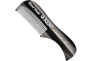 KENT A 81T Graphite X-Small Men's Beard Mustache Pocket Comb, Fine Toothed for Facial Hair Grooming and Styling. Hand-Made of Quality Cellulose Acetate, Saw-cut Hand Polished. Made in England
