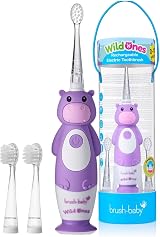 Brush-Baby Rechargeable Electric Toothbrush Kids 0-10 Hippo Design 2 Heads