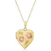 Ross-Simons 10kt 2-Tone Gold Floral Heart Locket Necklace