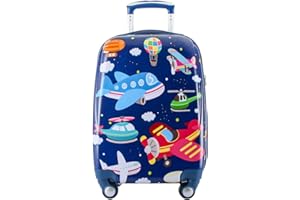 GURHODVO Kids Carry On Luggage for Boy's, Girl's Children Rolling Suitcase with 4 Spinner Wheels Hardshell Case for Toddler to Travel (airplane)