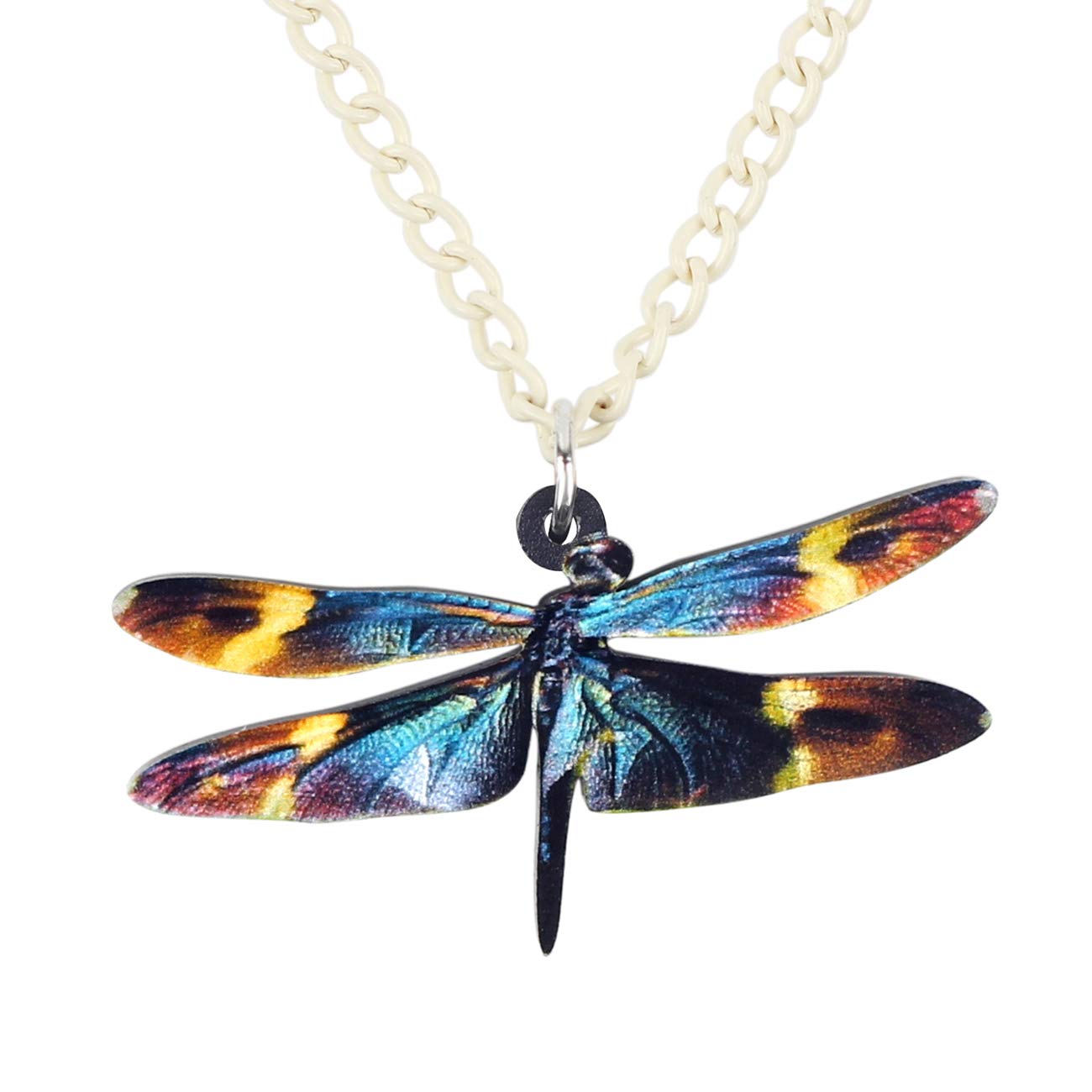 Buy DOWAY Acrylic Novelty Colorful Dragonfly Pendant Necklace Spring