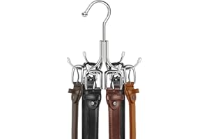 HOMEBROS Belt Hanger, Metal Belt Rack Holder, 360° Rotatable, Maximum 24 Storage Capacity, Silver, 1 Pcs