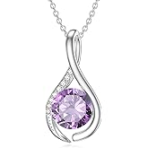 LONAGO Teardrop Amethyst Necklace 925 Sterling Silver for Women Infinity Birthstone Natural Stone Pendant Necklace Jewelry Gifts for Mom Christmas Birthday
