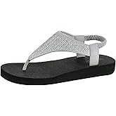 Teezerber Women's Yoga Mat Flat Sling Sandals Slingback Rhinestone Flip Flops Sandal