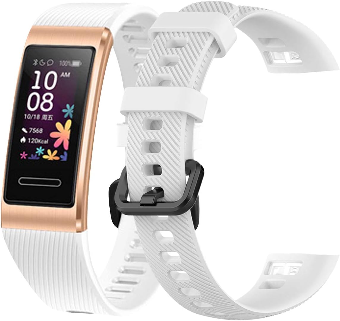 teyiwei White Soft Silicone Wrist Strap Compatible for Band 3 Pro Replacement Watch Band Bracelet Compatible with Band 4 Pro