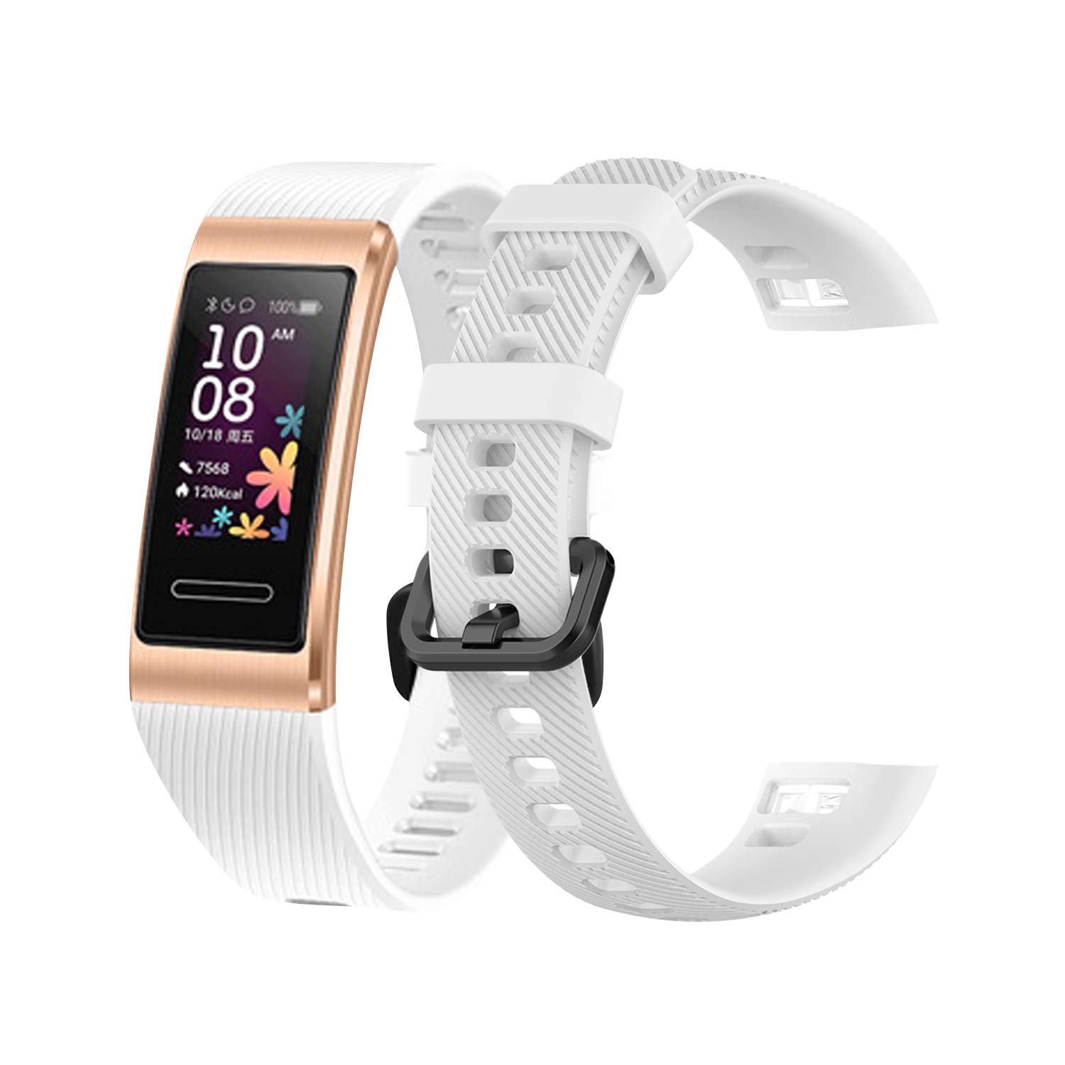 teyiwei White Soft Silicone Wrist Strap Compatible for Band 3 Pro Replacement Watch Band Bracelet Compatible with Band 4 Pro