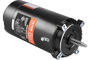 VEVOR 1.5 HP Pool Pump Motor, 56J Frame, 115V(13.6 Amps)/230V(6.8 Amps) 3450 RPM, 60Hz, 1.3 Service Factor, 90μF/250V Capacit