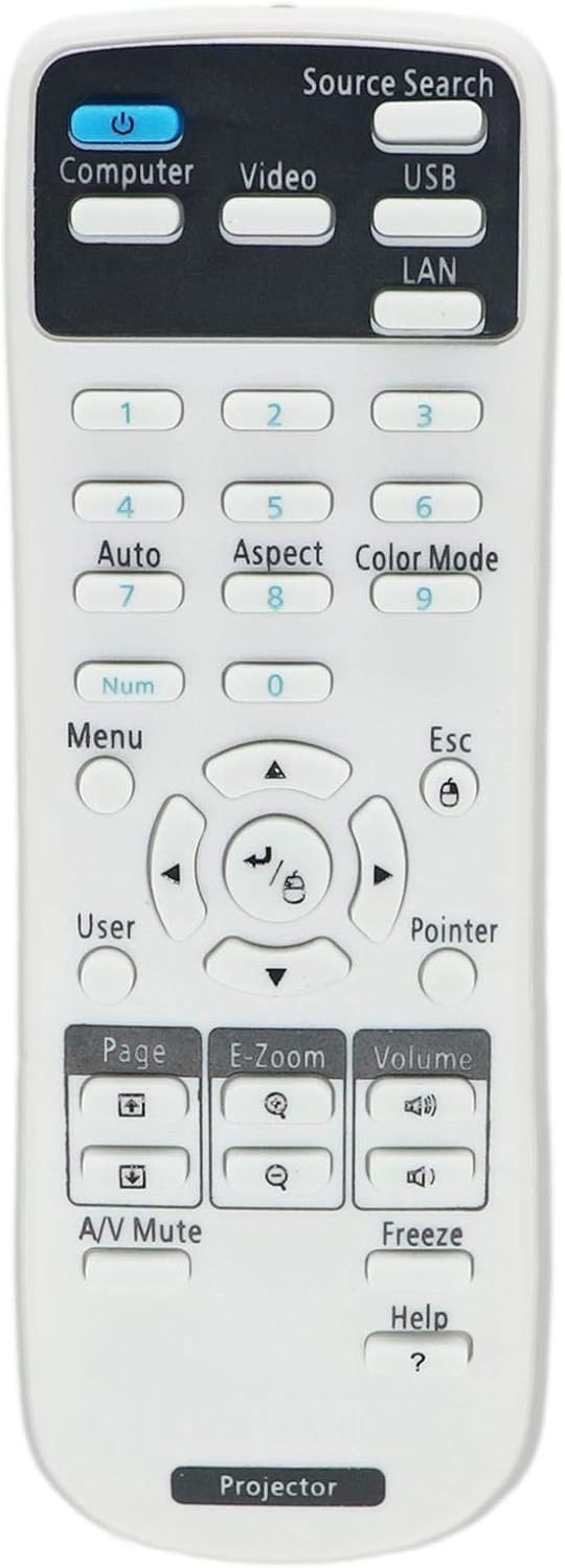 AuKing Projector Remote Control for Epson 1613717 EB-520 EB-525W EB-530 EB-530S EB-535W EB-536Wi EB-570 EB-575W EB-575Wi EB-580 EB-585W EB-585Wi EB-595Wi BrightLink 536Wi 575Wi 585Wi 595Wi H670A H671A