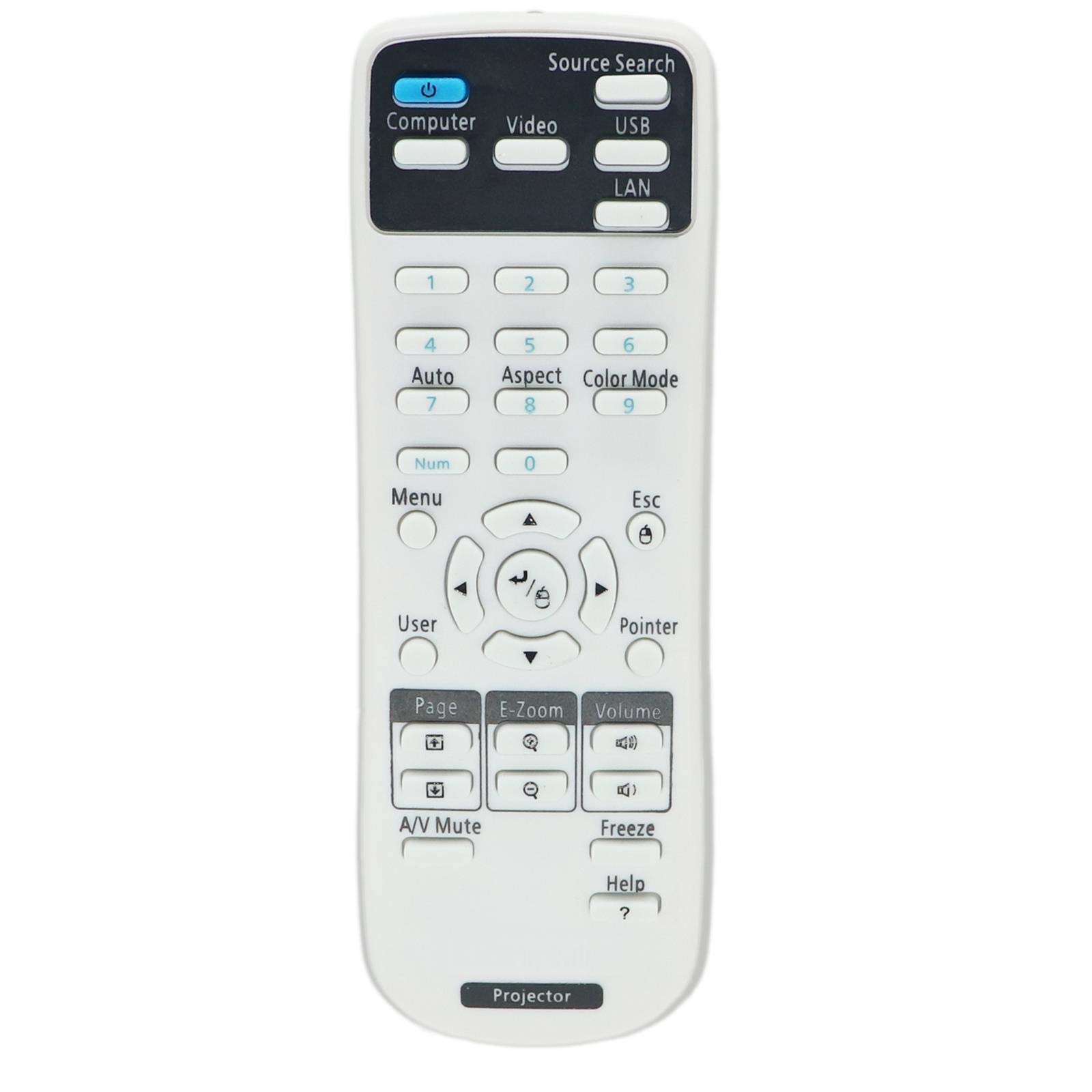 AuKing Projector Remote Control for Epson 1613717 EB-520 EB-525W EB-530 EB-530S EB-535W EB-536Wi EB-570 EB-575W EB-575Wi EB-580 EB-585W EB-585Wi EB-595Wi BrightLink 536Wi 575Wi 585Wi 595Wi H670A H671A