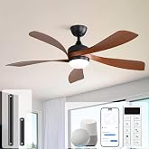 Sofucor 52 Inch Smart Modern Ceiling Fan with Light Indoor/Outdoor Brown | Alexa/Google Assistant/APP/Remote Control, Reversible DC Motor, Timer, 6-Speed, 3CCT for Living Room Bedroom Patio Farmhouse