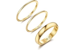 Adramata 14K Gold Filled Rings for Women Stacking Rings Stackable Thin Gold Rings Simple Plain Pinky Thumb Statement Band Rin