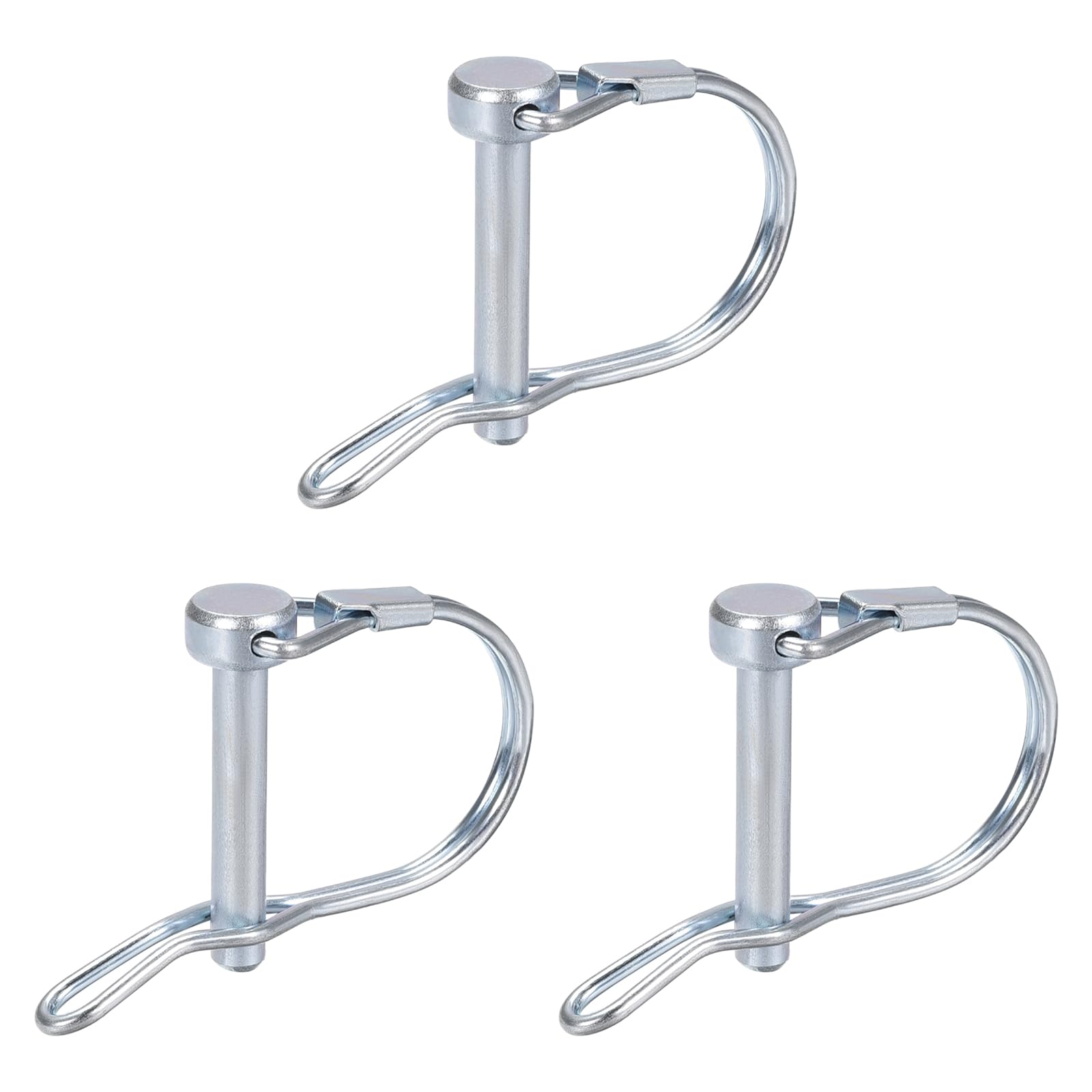 DTGN 6mm x 35mm (DxL) Shaft Locking Pin - 3Pack - Good for Farm Trailers Lawn - Carbon Steel Round Trailer Coupler Pin W/Ear - Silver Tone