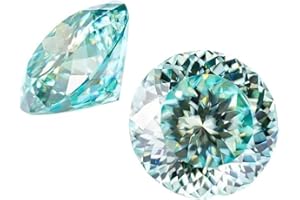 MIRFREYR Moissanite Loose Stones Portuguese Cut Natural Blue Gemstones, VVS1/FL Lab Diamond Gem Custom Jewelry Making Engagement Rings Earrings Pendant 1.0-3.0CT with Certificate