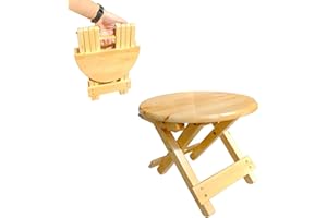LukPlen Wooden Folding Step Stool, A Little Side Table, for Small Spaces, Kitchen, Bedroom and Outdoor Dining Fishing, Multi-Purpose Sitting Stool, Bath Chair, Small Table, Already Assembled