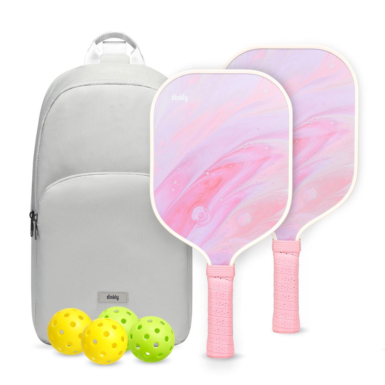 Dinkly Pickleball Paddles Set of 2 - USAPA Approved Graphite/Fiberglass Pickleballs Racket, 2 Paddles, 4 Balls, 1 Protable Carry Bag, Pickle Ball Set for Men Women, Aurora Stream Image