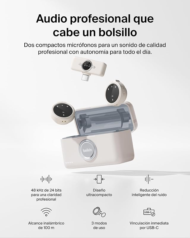 Stage Creator Kit de Creación de Contenido con Trípode, Soporte Magnético para Móvil y Dos Micrófonos Inalámbricos, Kit de Vlogging, Paquete de Grabación de Vídeo, TikTok, Youtube e Instagram