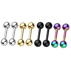 4 Pairs Stainless Steel 14/16G Mixed Colors Body